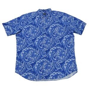 Polo Ralph Lauren Button Down Shirt Mens 2XLT Blue Paisley Preppy